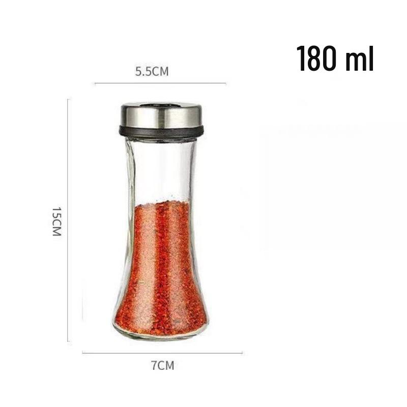 Transparent Glass Seasoning Jar with Open-Hole Lid for Kitchen Condiments