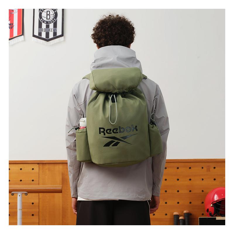 New Reebok Fabric Bucket Bag, Backpack Regular Unisex Black/Olive/Khaki RB230009M