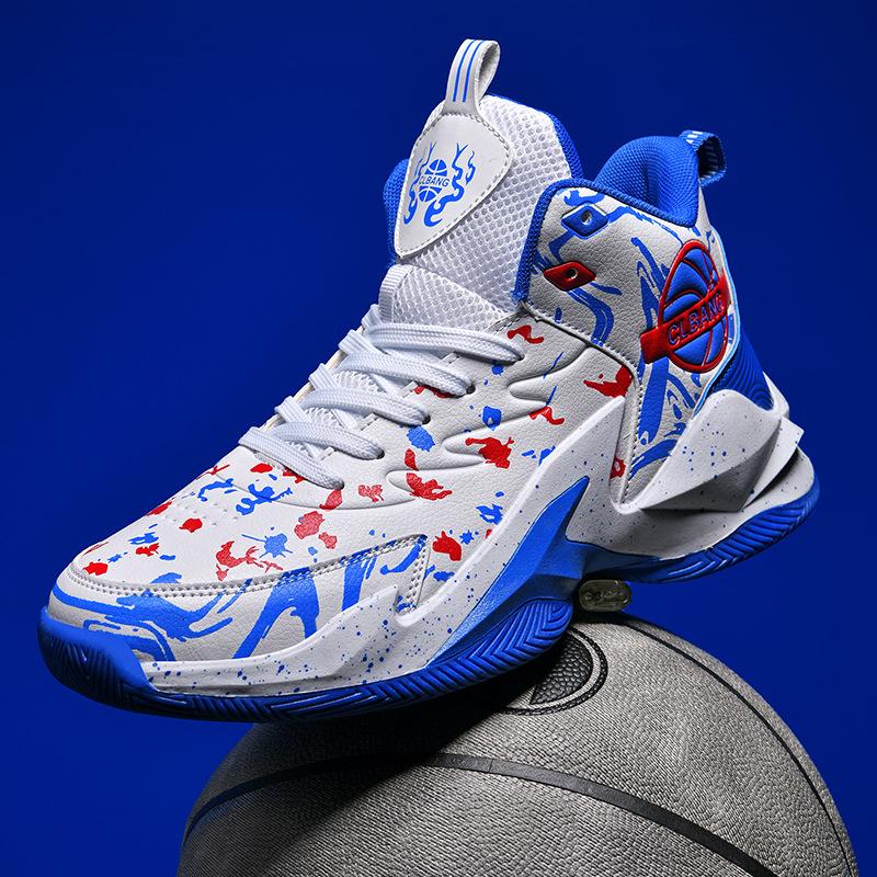 New high-top basketball shoes men's leather surface children's primary and secondary school sports shoes cement floor indoor and outdoor running shoes