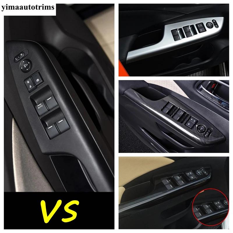 Car Armrest Door Window Glass Lift Switch Panel Cover Trim For Honda CRV CR-V 2012 2013 2014 2015 2016 Carbon Fiber Accessories