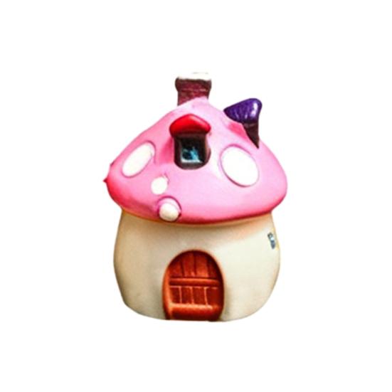 Mini houbový dům Figurka Miniaturní doplňky pro pohádkovou zahradu Malá pryskyřičná chaloupka Soška pro DIY Terárium Mechový krajinný květináč Bonsaj Dekorace