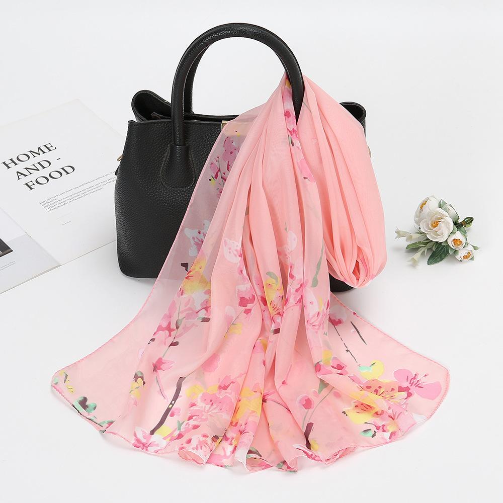 New Chiffon Printed Sun Protection Beach Scarf Scarf Thin Women's Versatile Chiffon Fresh Neck Scarf