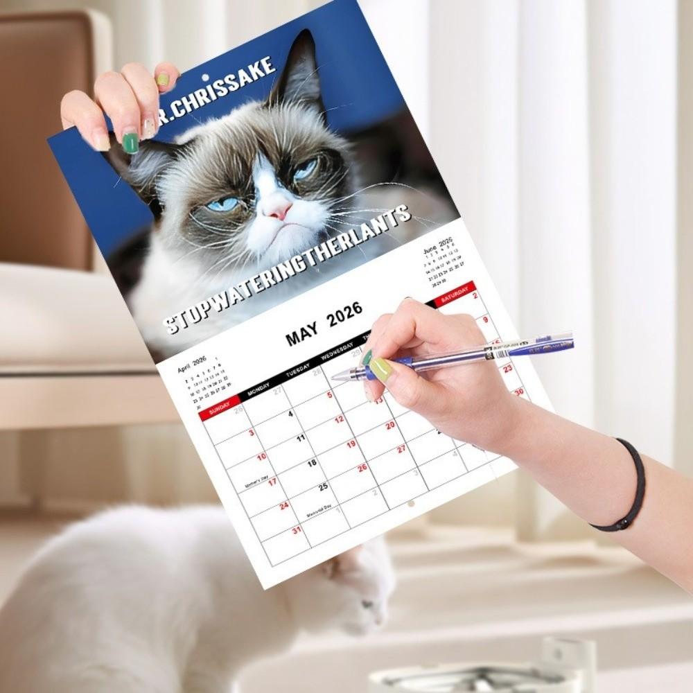 Cartoon Animal Pissed-off Cats Calendar 12 Month Working Dog Planner Wall Calendar  Home Decoration