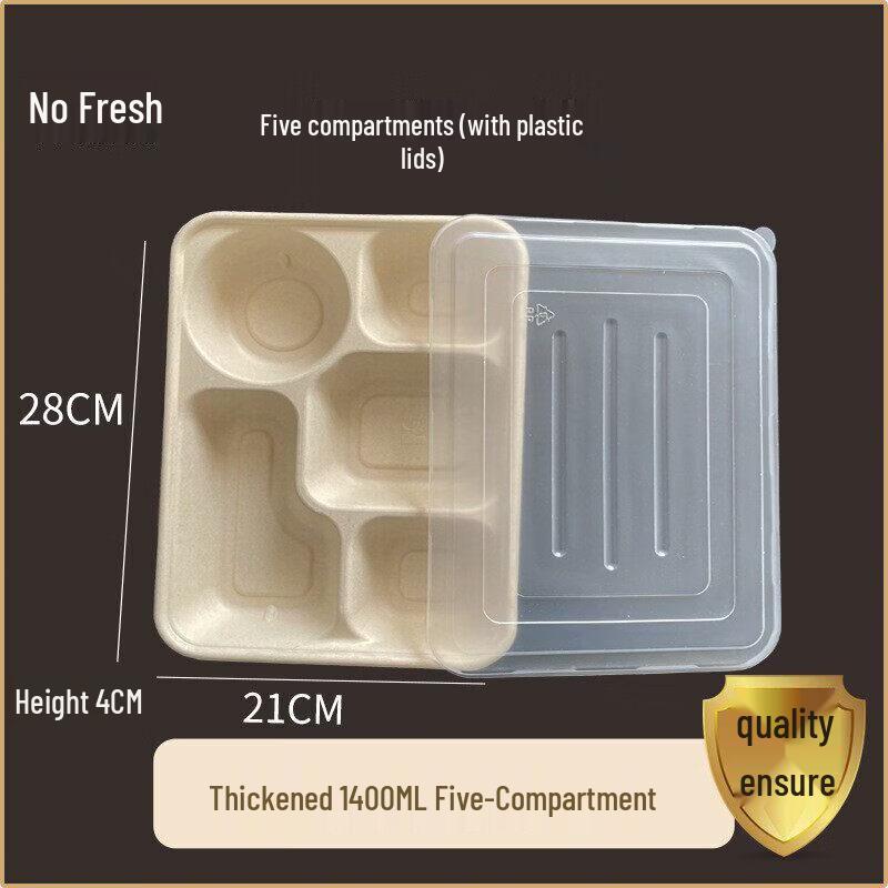 Qiwei Disposable Biodegradable 4-Compartment Pulp Lunch Box