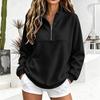 Gefütterter Viertelreißverschluss-Pullover-Sweatshirt für Damen mit Raglanärmeln für Herbst und Winter