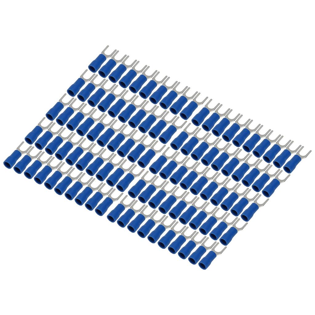100 Stück Gabelverbinder Blau Stabile Leitfähigkeit 19A Sicher Isolierte Crimpanschlüsse Drahtanschluss für