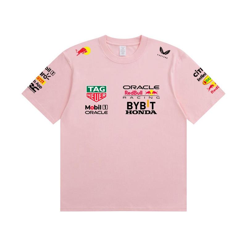 Red Bull Heren Dames F1 Raceteam T‑shirt, Zomer Korte Mouw Katoenen T‑shirt, Voor en Achter Print Casual Los Sport Topje, Meerkleurig