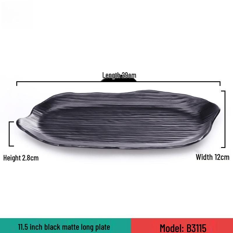 Lantuan Melamine Rectangular BBQ Grill Plate with 304SS Cutlery Set