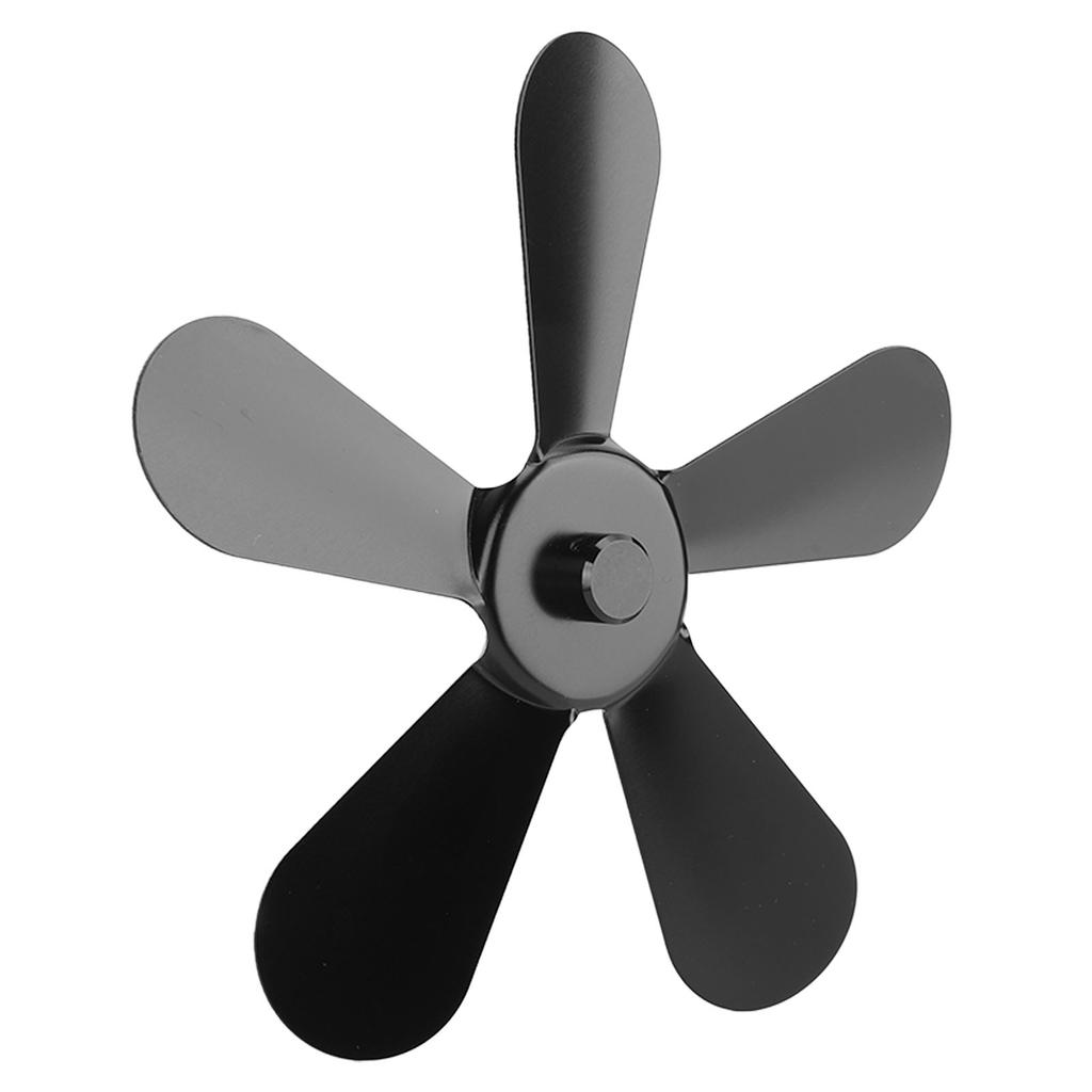 5 Blätter Ofenventilatorblatt Aluminiumlegierung Wärmegetriebene Ofenventilatorblätter Ersatz für Kaminventilator Schwarz