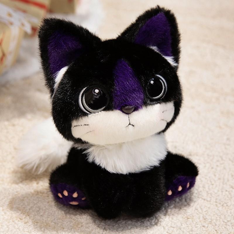 Sittande Husky Plyschleksak Doha Docka Mico Katt Svart Katt Gosedjur Mjuk Söt Kompis Present till Barn Födelsedag