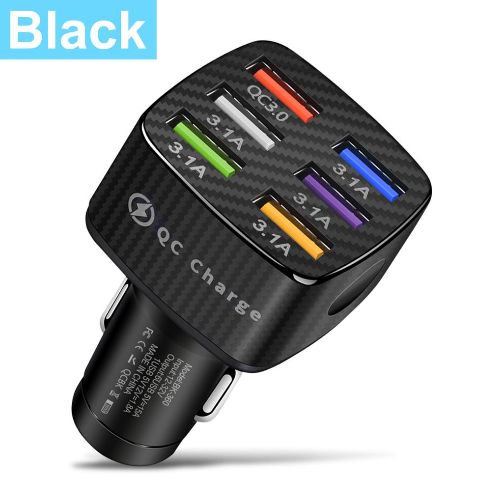6 Ports 75W USB Car Charger Type C USB-A Car Fast Charging QC3.0 PD Car Phone Chargers Adapter For Iphone Xiaomi  Samsung