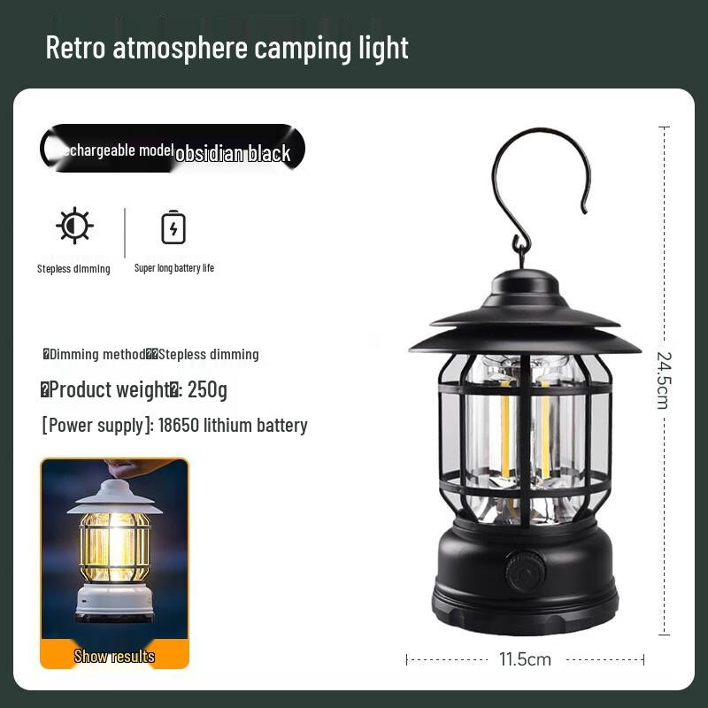 ZISIZ Portable Double-Layer Folding Round Table with Lamp Stand