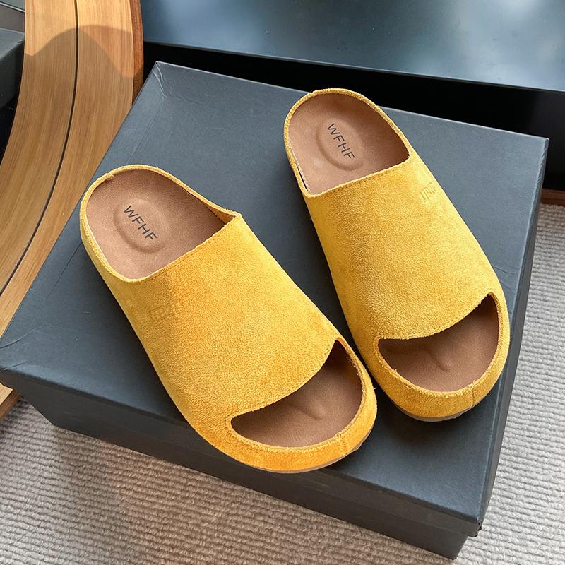 2025 Suede Women's Clog Slippers Cork Footbed Beach Slippers Cork Non-Slip Women's Clog Slippers with Arch Support