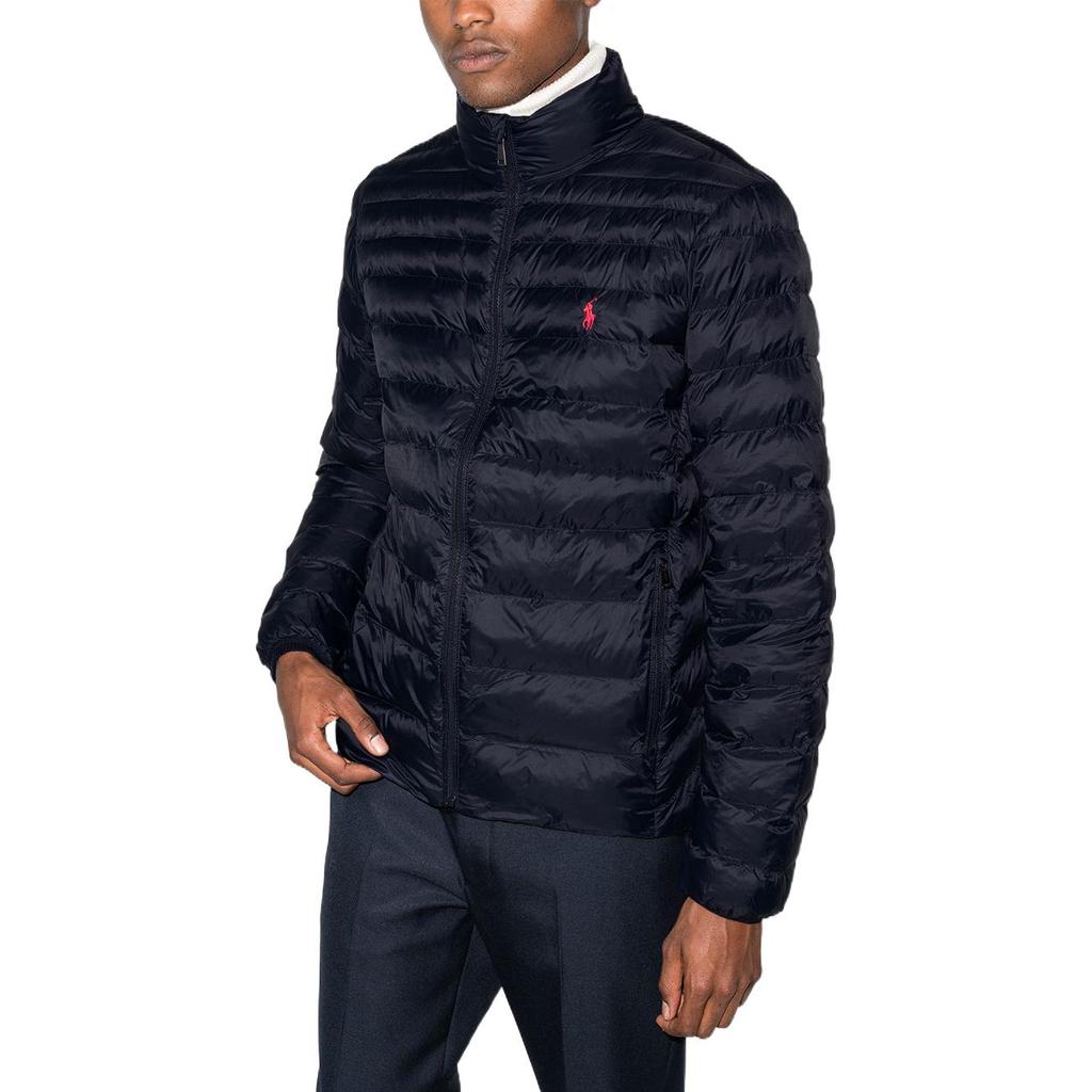 Polo Ralph Lauren Langarm Reißverschluss Figurbetonte Mittellange Daunenjacke Winter Herrenjacke Marineblau 710810897-007