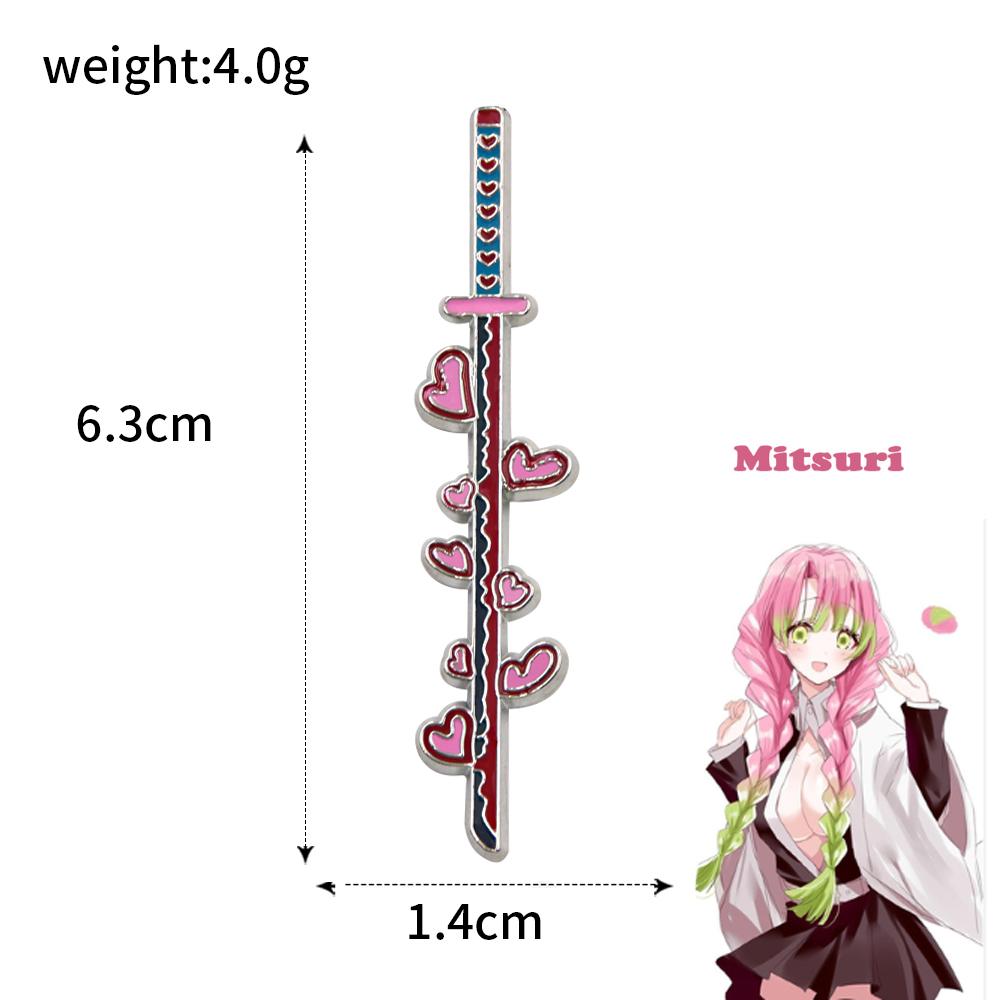 Anime Demon Slayer Kimetsu No Yaiba Sword Brooch Pins Tomioka Giyuu Kochou Shinobu Weapon Brooch Cosplay Jewelry Accessories