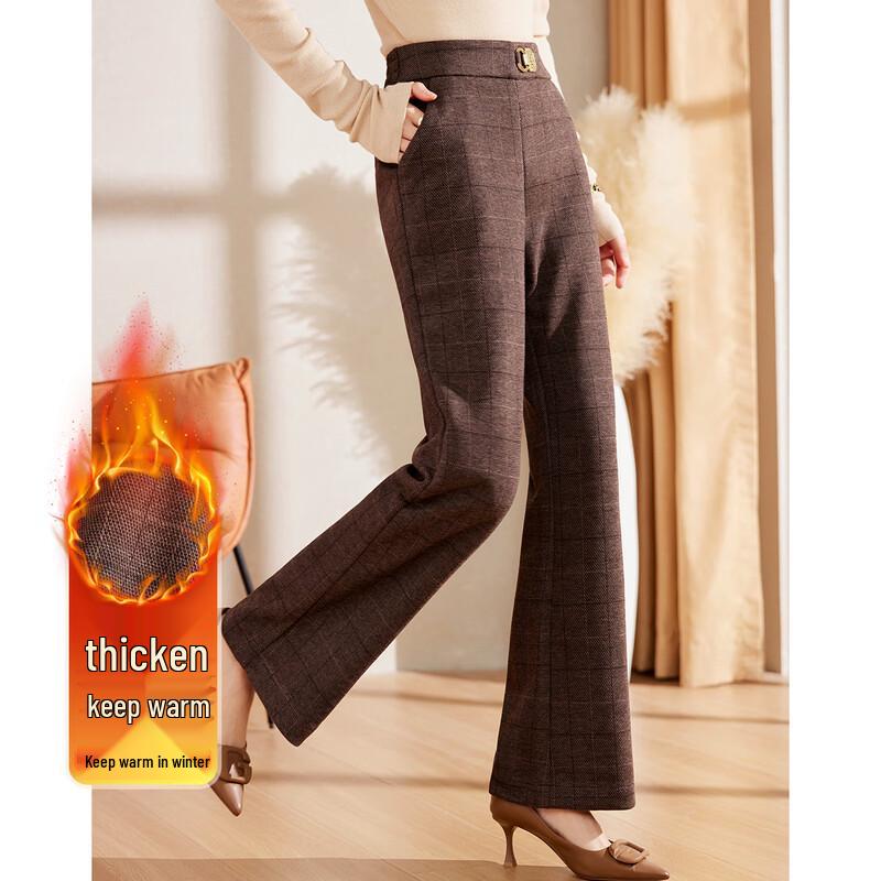 

Past Women s Warm Flared Elastic Waist Trousers L