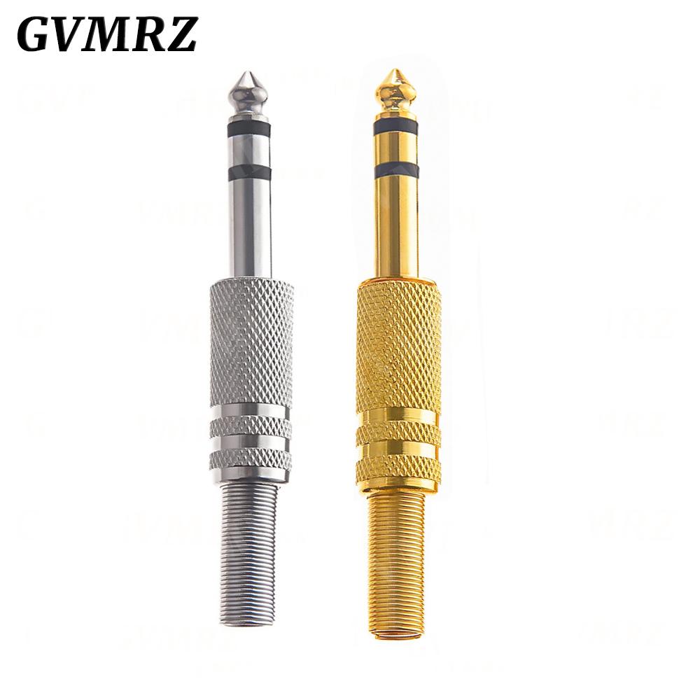 2PCS 6.35mm/6.5mm 2Pole Mono Amplifier Plug 6.35 Stereo Metal Microphone jack plug-in Audio Connector for KTV