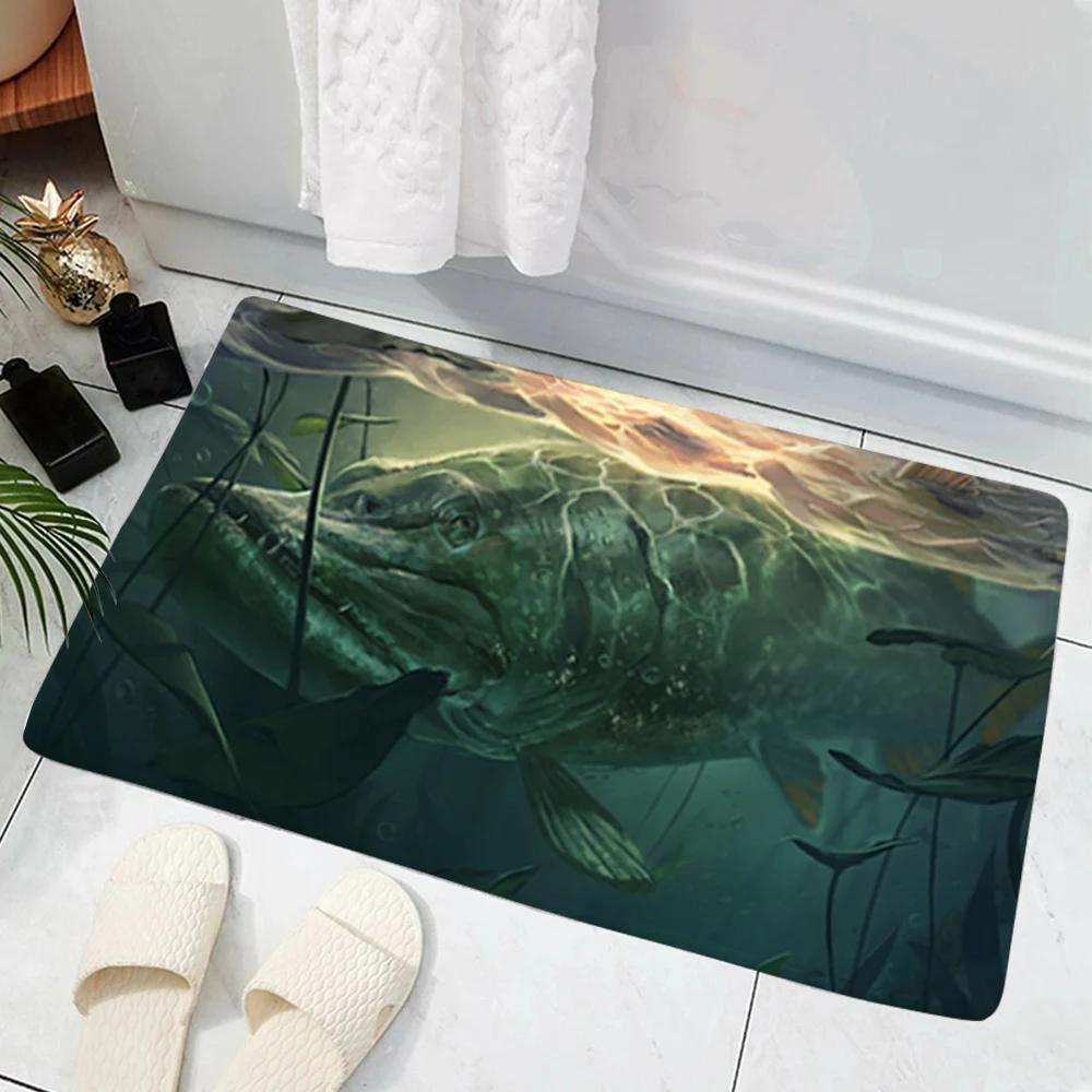 Hot Selling Model Fishing Lure Hard Bait House Door Mat Decoration 3D Printing Animal Floor   Non-Slip Soft Flannel Rug