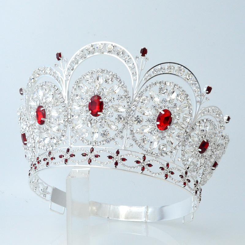 MO249 Miss Universe Diamond Tiara Red Stone Adjustable Headband 2009 Miss Universe Pageant Crown