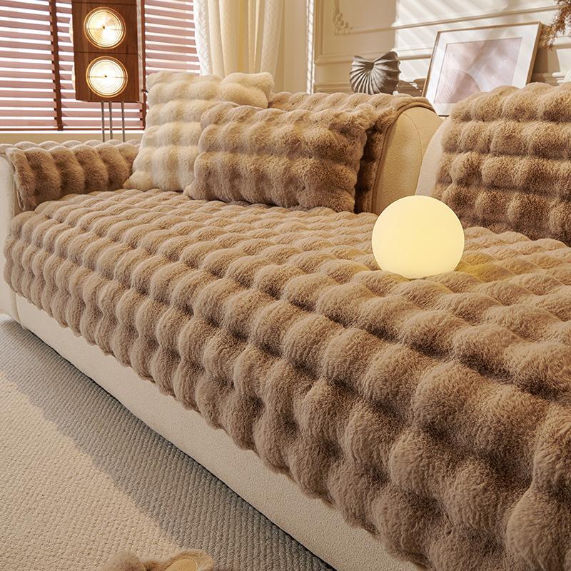 Internet Celebrity Tutu Velvet Sofa Cushion  Autumn And Winter New French Retro Plush Seat Cushion Fixed Non-Slip Cover