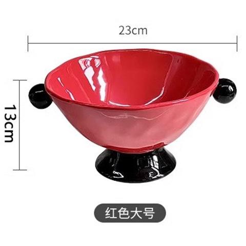 Ceramic High Leg Fruit Plate Binaural Snack Storage Tray Dry Fruit Tray Dessert Trays Cake Trays Decorative Household Products