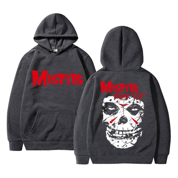 Horror Punk Misfits Totenkopf-Grafik-Hoodie Herrenmode Vintage Langarm-Hoodies für Damen und Herren Gothic Oversized Sweatshirts