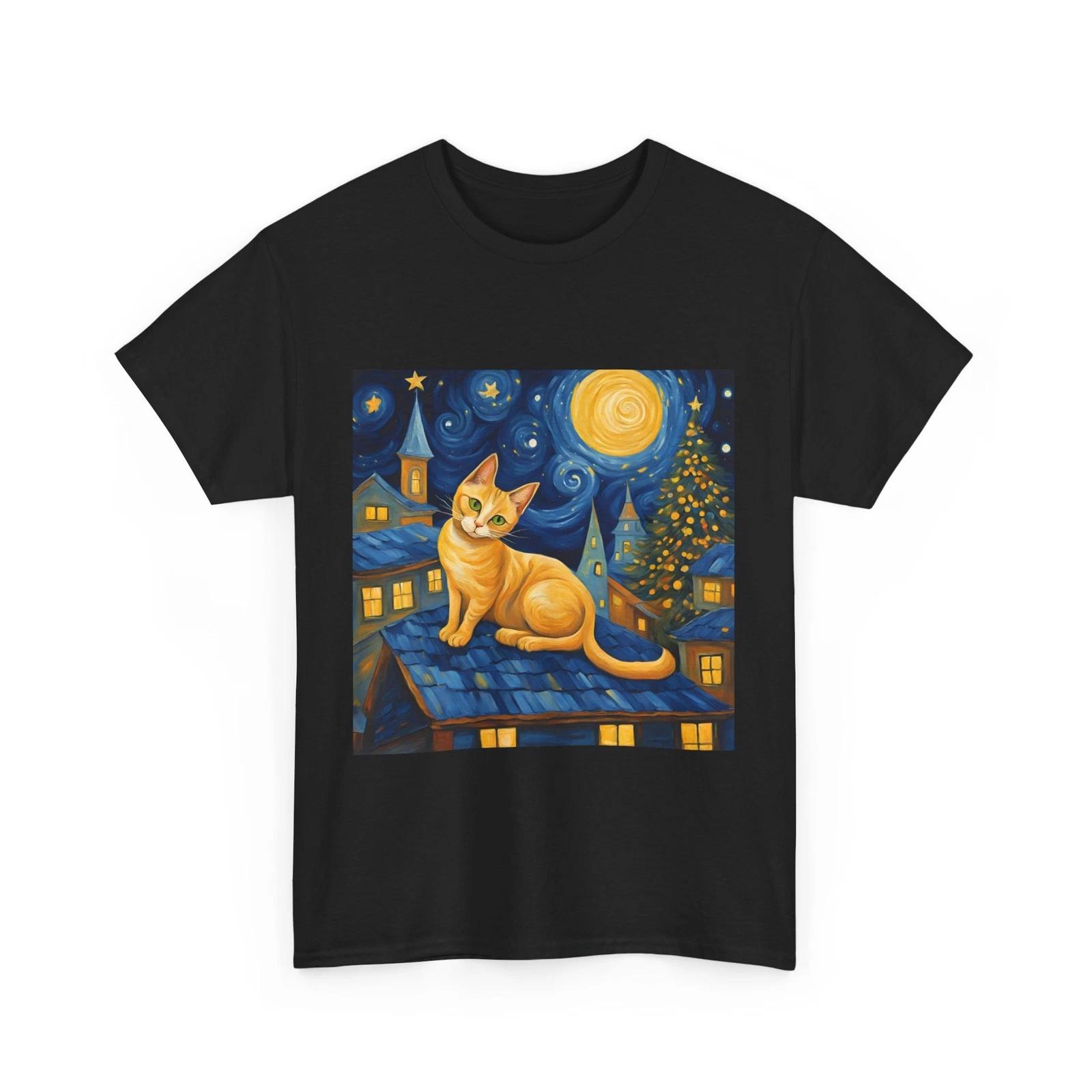 Van Gogh Cat Shirt | Van Gogh Christmas Cat Shirt | Starry Night Cat Shirt | F L
