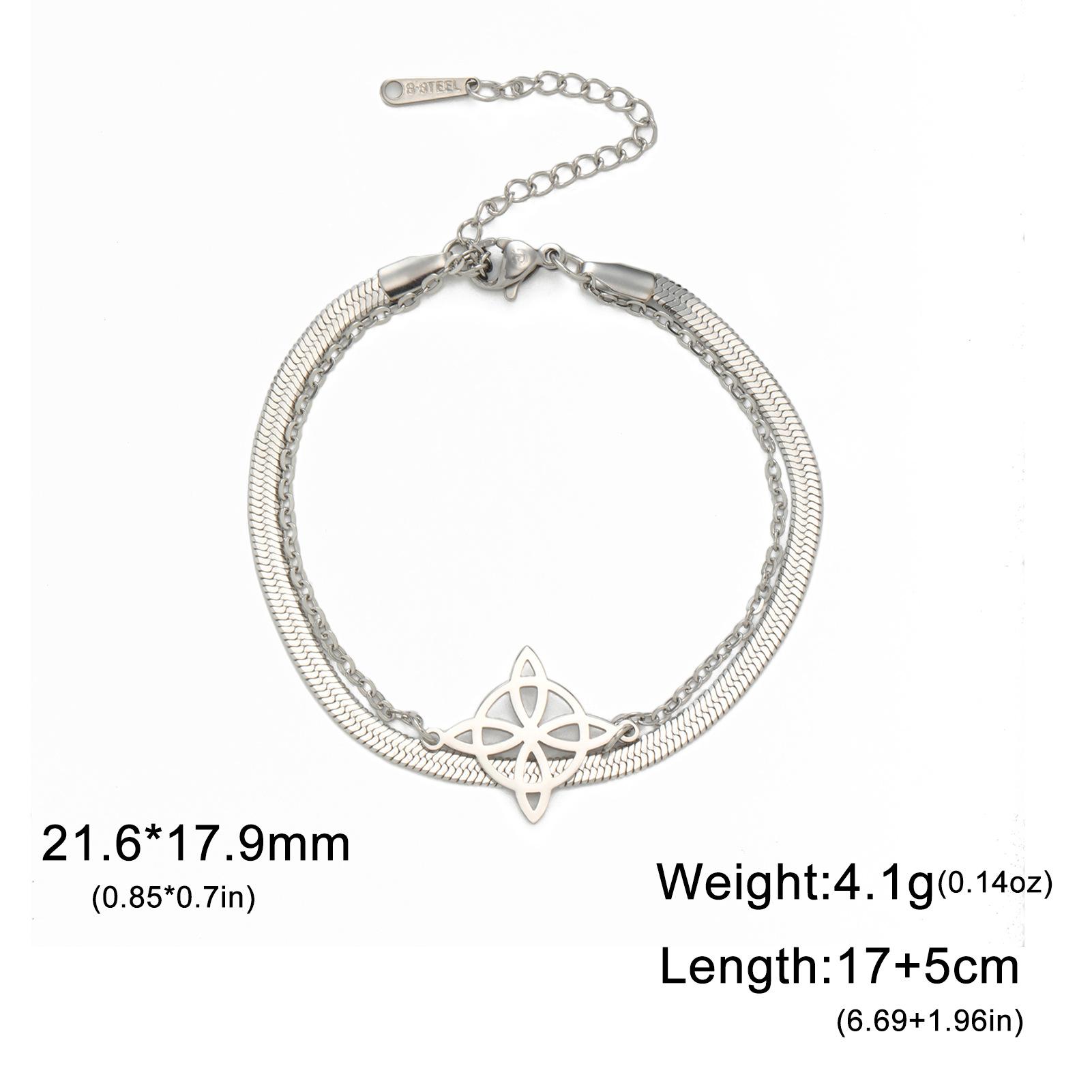 

Double Layer Titanium Steel Bracelet With Hollow Witch Knot Pendant 3MM Wide Snake Chain Design