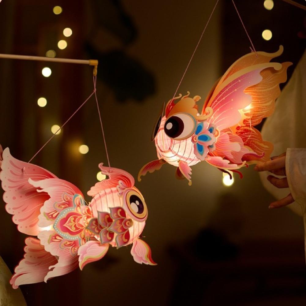 Paper Middle Autumn Festival Lantern Fish Mid Autumn Lotus Lantern  Women