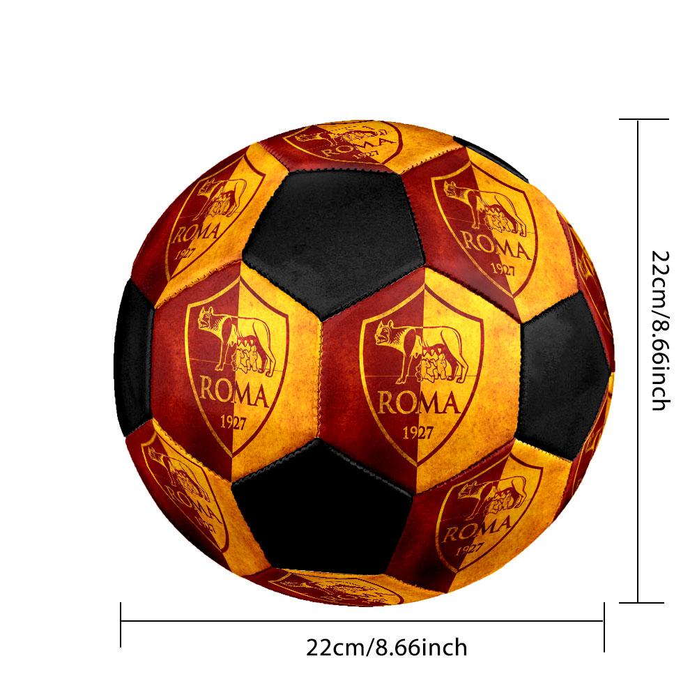 AS Roma Size 5 Soccer Ball, Machine-Stitched PVC, Durable & High Bounce, All Ages Fit, Fan Merchandise, Matches & Outdoor Use.