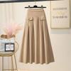 Skirt for Women Versatile Elastic High Waist Long Loose Trousers Plus Size Stretchy Solid Colour Skirt