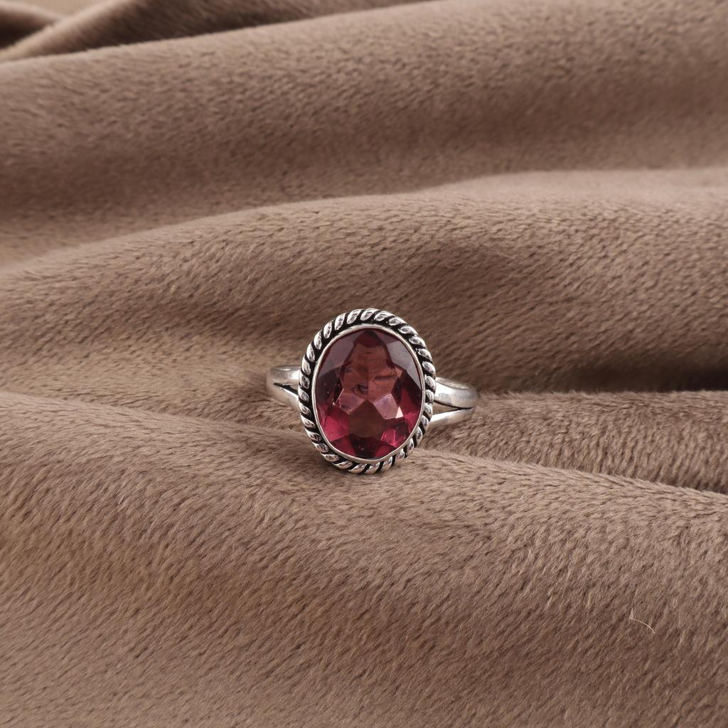 Rhodolith Edelstein 925 Sterling Silber Handgefertigter Schmuck Damen Schöner Ring Geschenk für Ehefrau RR-84-15