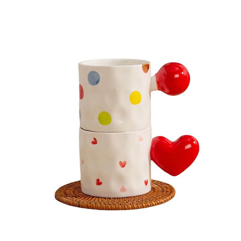 Duoli Gepunktetes Keramik-Kaffeebecher-Set (2er-Pack)