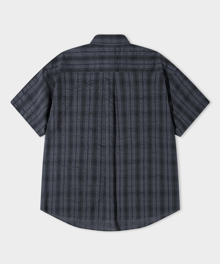 LEMAIN SECOND Check Oversized Short Sleeve Shirt [Charcoal]