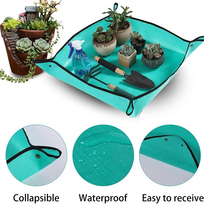 Waterproof Gardening Repotting Mat, PE Foldable Indoor Plant Potting Tray for Succulent & Flower Transplanting Pot