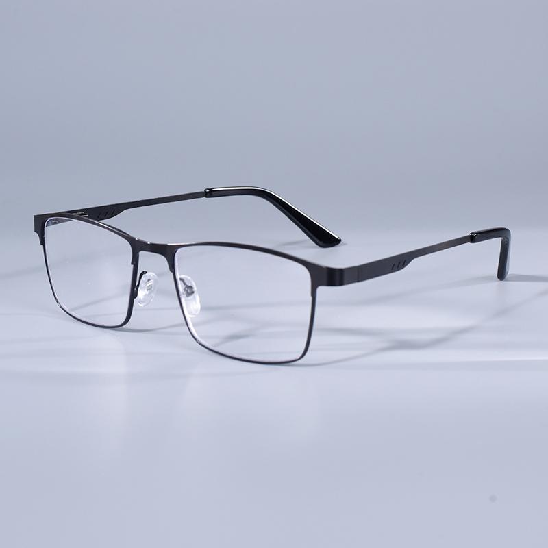 

New Anti Blue Light Reading Glasses Men Square Oversize Metal Prescription Eyeglasses Frame +75+125+175+225+275+350+400 +4.0
