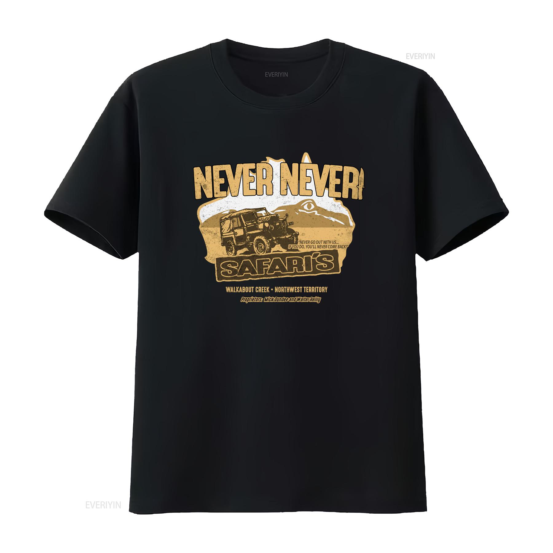 

80s Film Crocodile Dundee Inspired Never Safari Adventure T shirt Walkabout Creek Northwest Territory Design vintage Washed 4XL