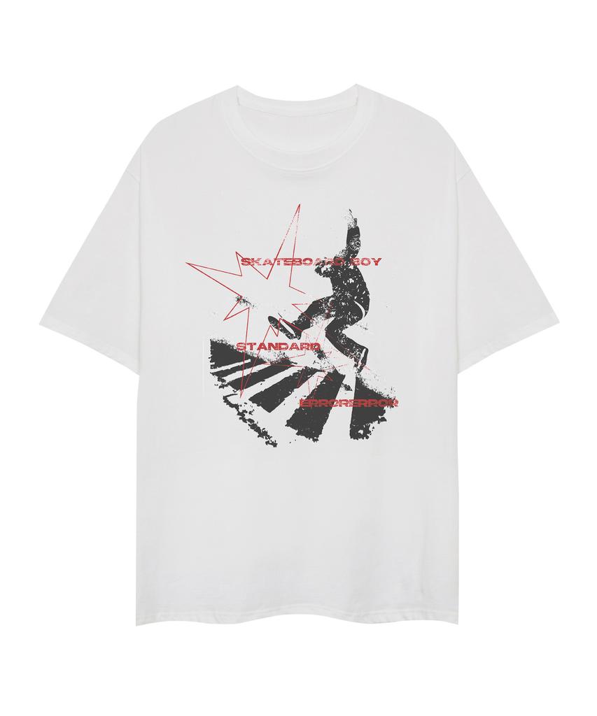 STANDARDERROR 87-Stan320 Skateboard Boy Crack Solid Short Sleeve T-Shirt (2 Colors)