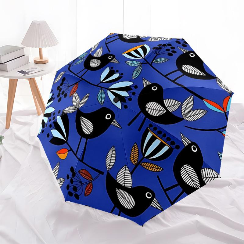 1pc Birds, Floral Automatic Open/Close Umbrella - All-Season Portable Umbrella for Women/Men yy251213002