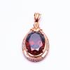 Exquisite Russian Purple Gold Inlaid Oval Redstone Pendant, High Design Temperament Color Gold Plated Rose Gold Necklace