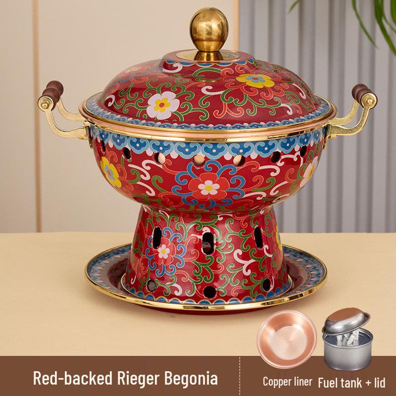 Jingtailan Cloisonné Copper Personal Hot Pot