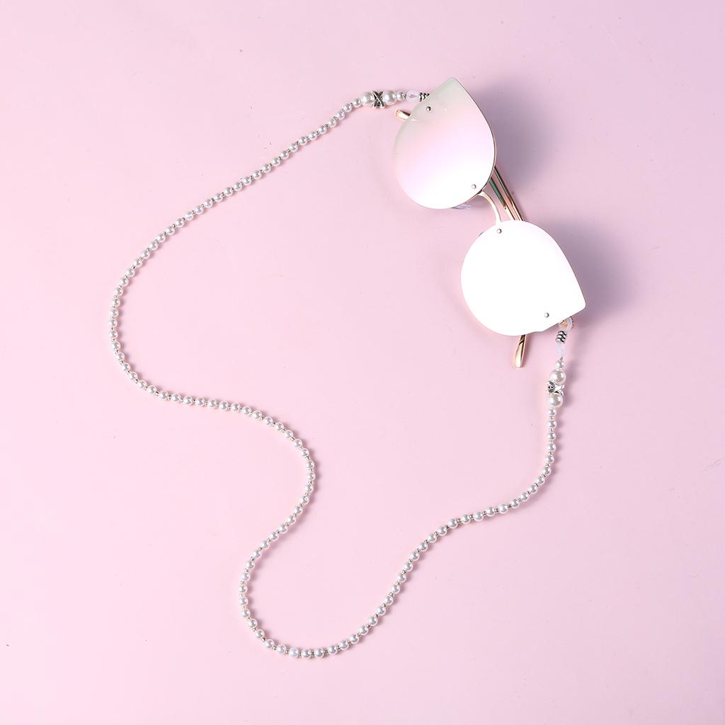 Fashion Nonslip White Pearl Beads Alloy Eyeglass Chain for Glasses Accessories