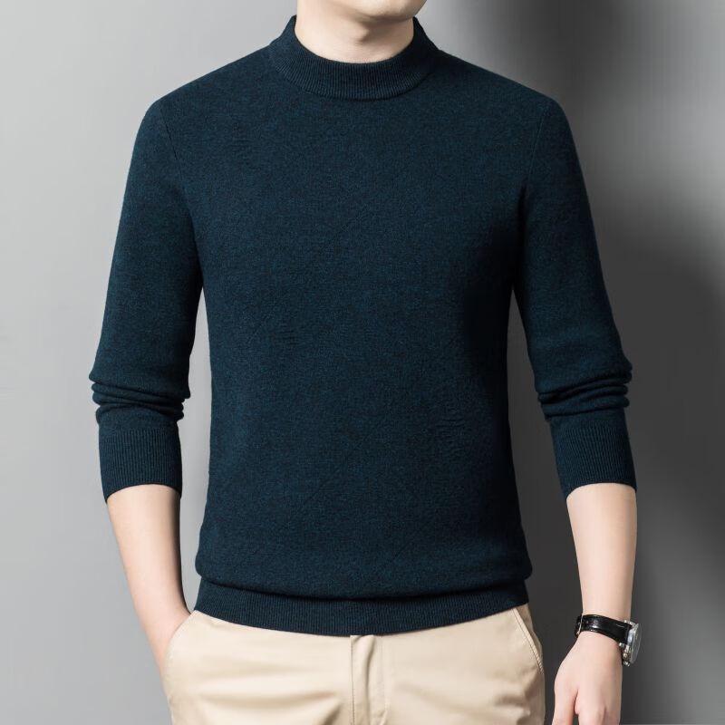 Yiliteng Men's 100% Lambswool Mock Neck Sweater