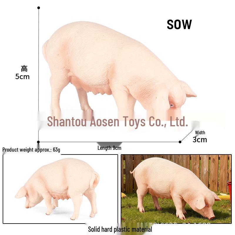 Children's Wildlife Model: Plastic Pig Figurines (Domestic Pig, Large White Pig, Vietnamese Pig, Babirusa, Wild Boar)