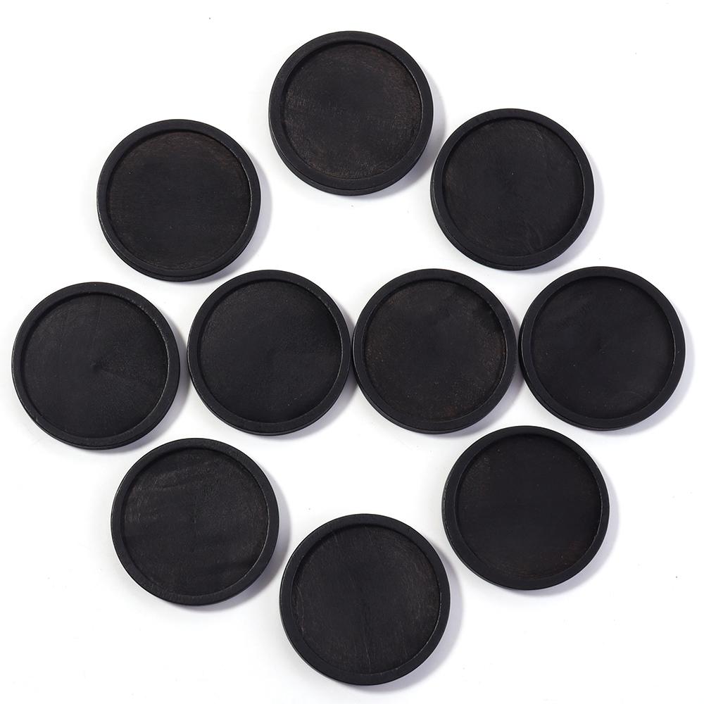 10pcs 12 20 25 30mm Natural Wooden Cabochon Base Vintage Round Blank Setting Tray For Necklace Jewelry Making Home Decoration