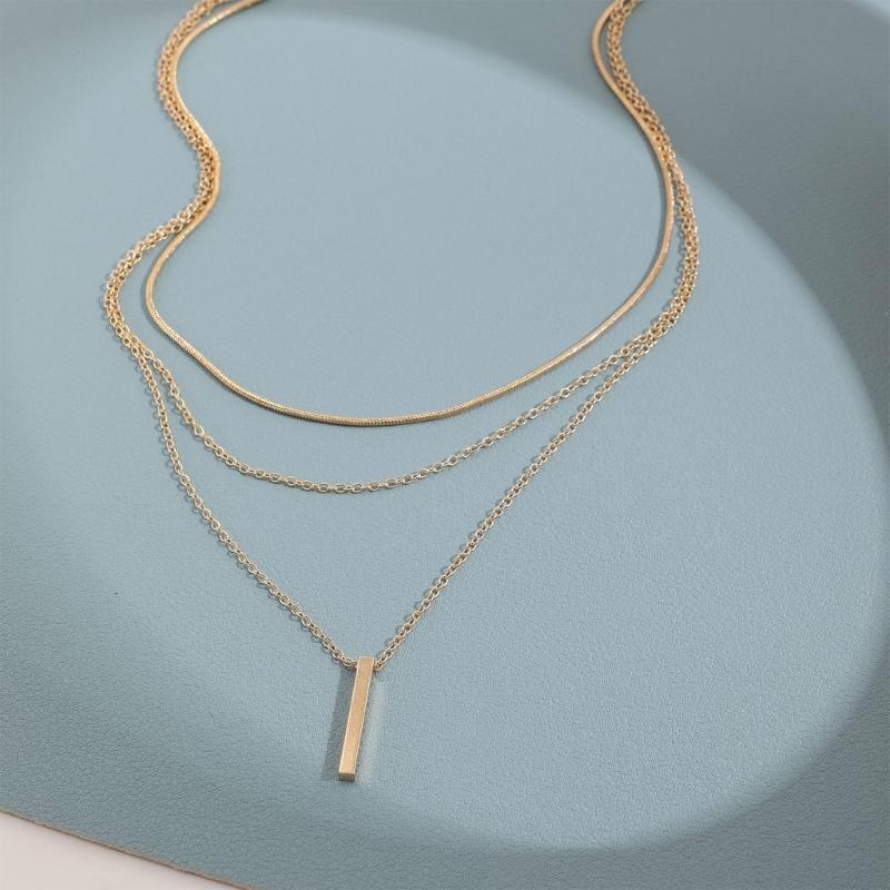 Multi Layer Necklace Stackable Designs Gold Silver Jewelry Lightweight Collarbone Chain Handmade Gift For Her