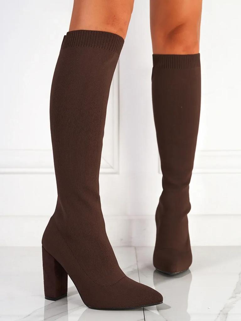 Fashion Plus Size 42 Platform Boots Women Shoes Mesh Knitting Long Boots High Heels Knee High Boots Women Shoes