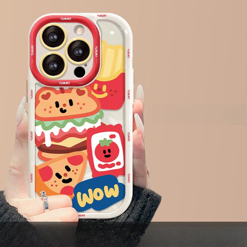 Applicable To Vivos17 Mobile Phone Case X90/80pro Cartoon Hamburger Lanyard Y52s High-end Silicone Protective Case