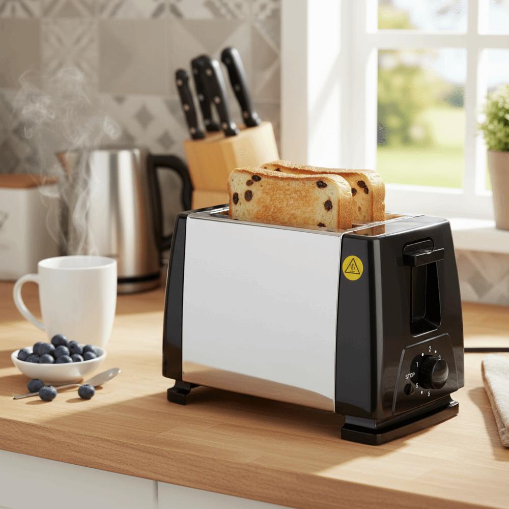 Stainless Steel 2 Slice Toaster Widened Slot Breakfast Machine  Sandwich