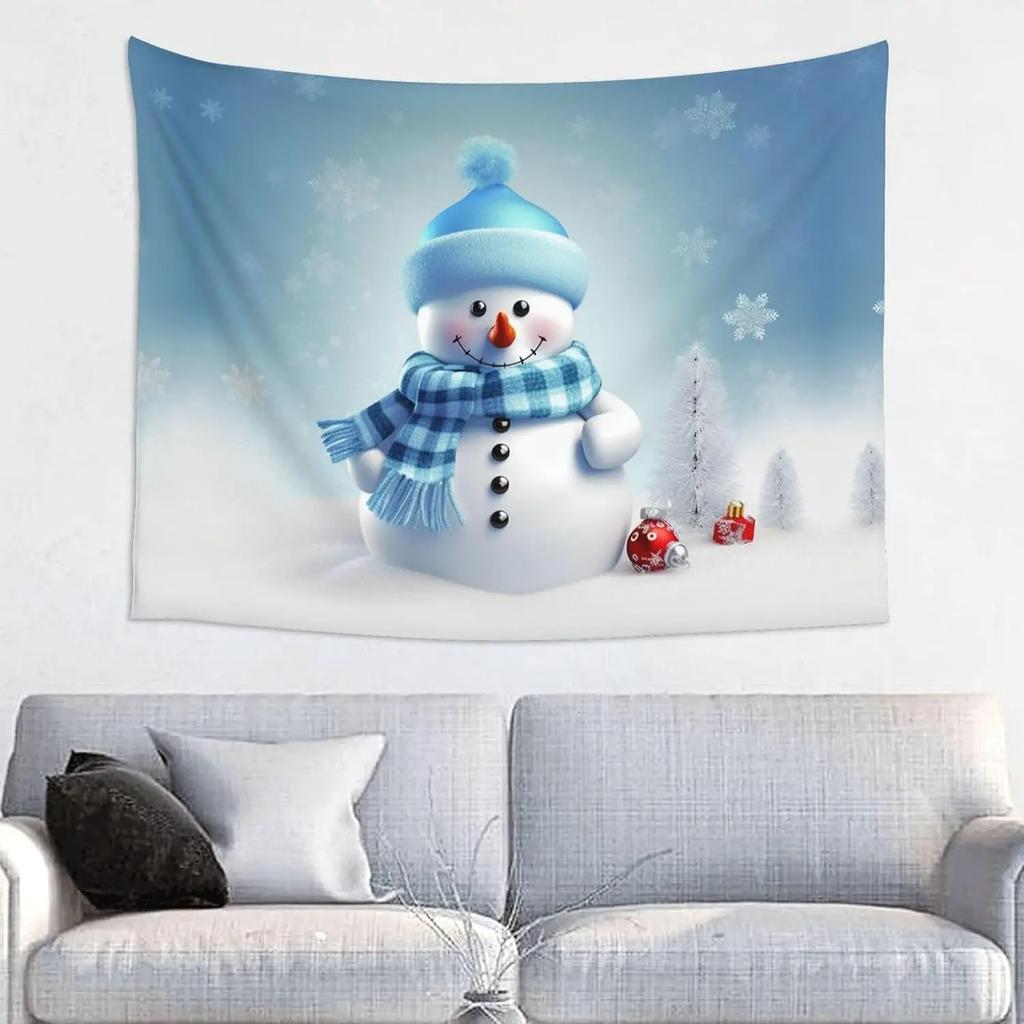 Funny Snowman Printed Winter Theme Tapestry Aesthetic Funny Wide Wall Hanging for Bedroom Living Room Dorm Home Decoration
